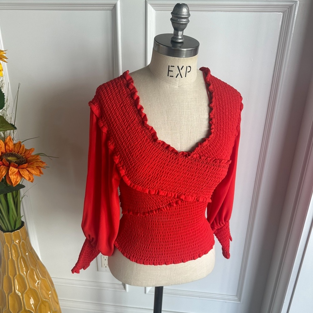 BB Dakota Red-orange off the shoulder top. - Picture 4 of 13